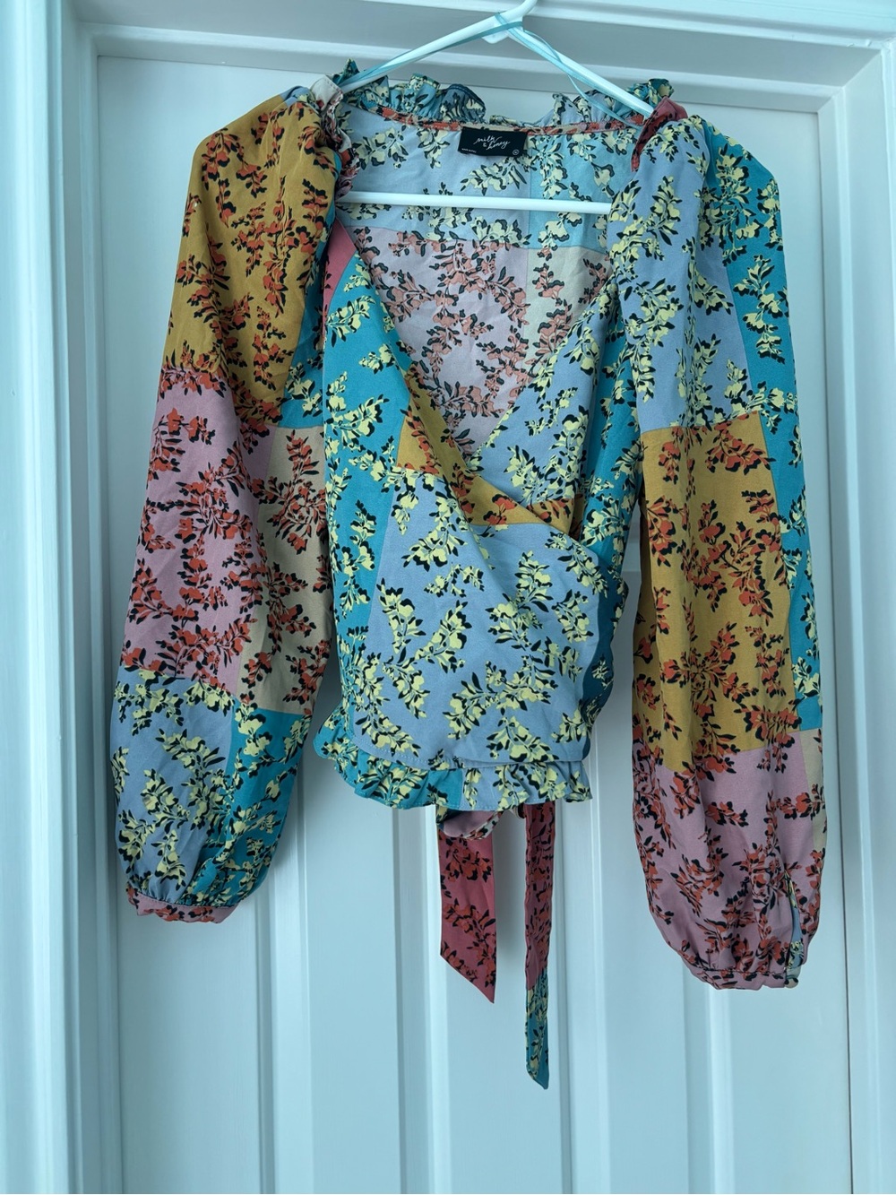 Milk and Honey  Floral Patchwork Wrap Top - Multicolor